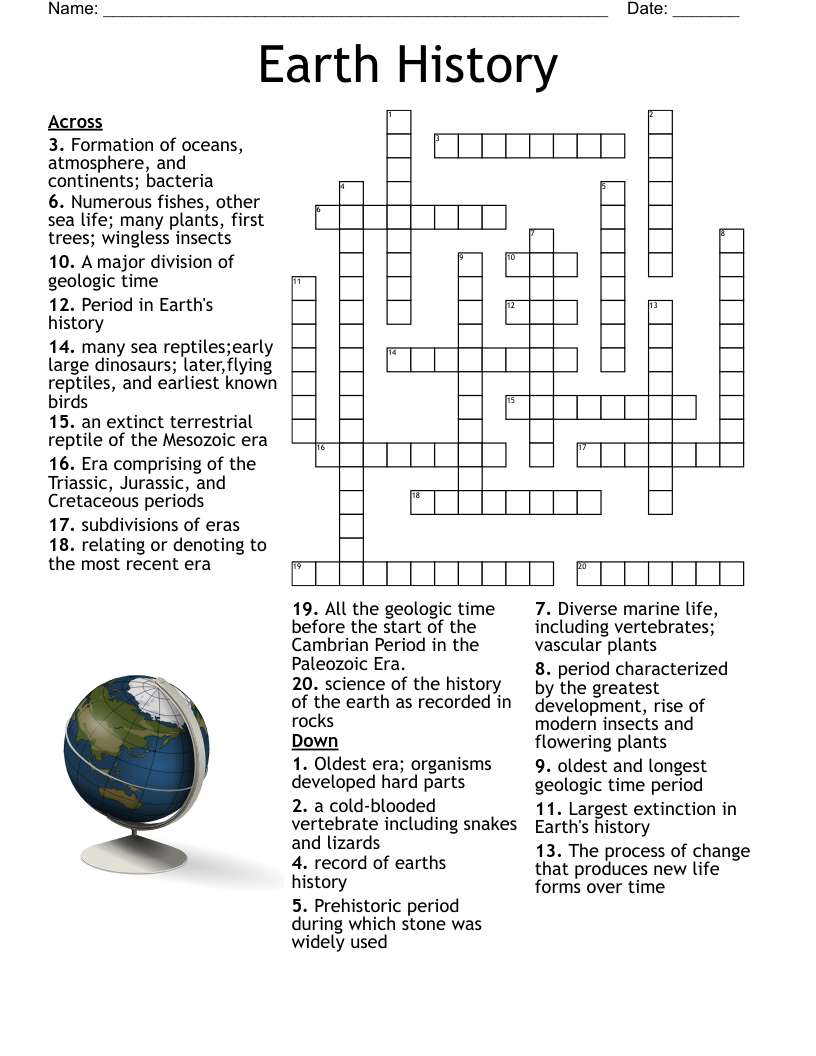 Earth History Crossword WordMint Earth History Crossword WordMint