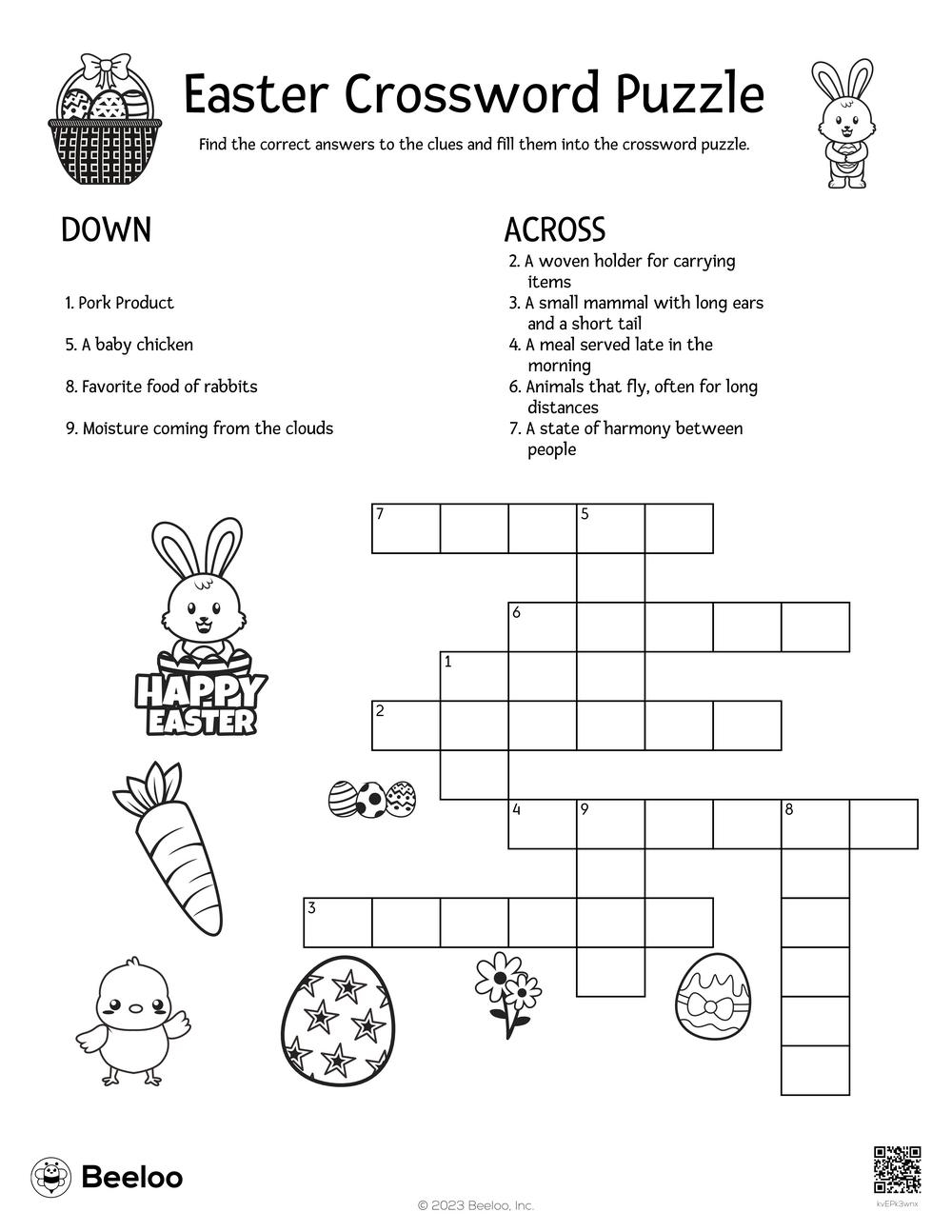 Easter Crossword For Kids Free Printable Easter Crossword For Kids Free Printable