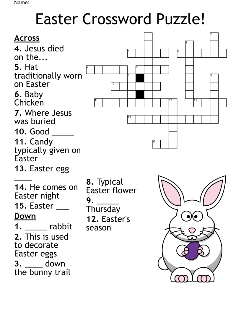 Religious Easter Crossword Puzzles Printable