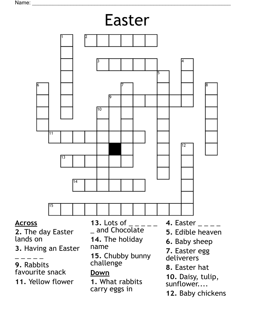 Free Easter Crossword Puzzles Printable