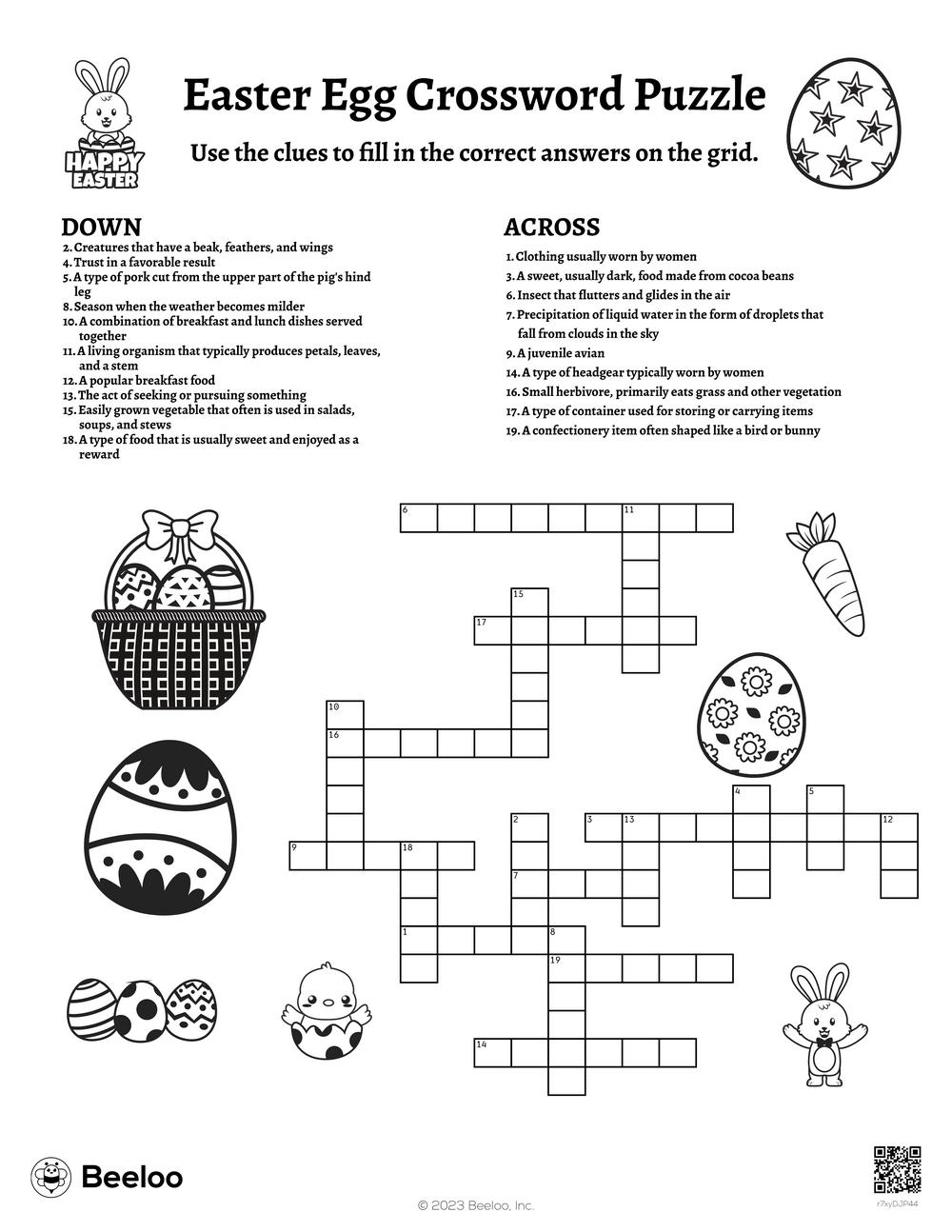 Printable Crossword Puzzles Easter Printable Crossword Puzzles Easter