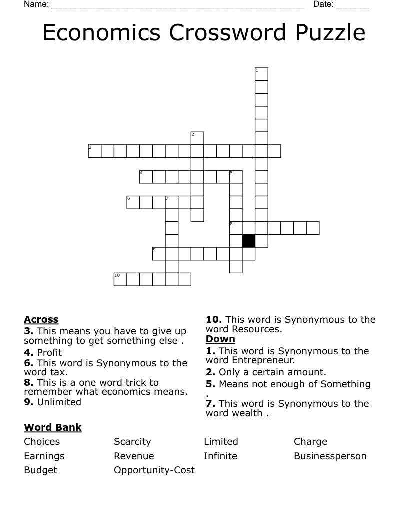 Economics Crossword Puzzle WordMint Economics Crossword Puzzle WordMint