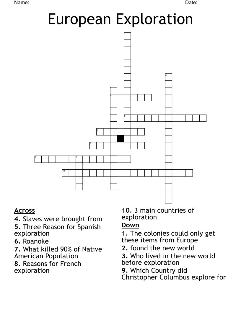European Exploration Crossword WordMint European Exploration Crossword WordMint