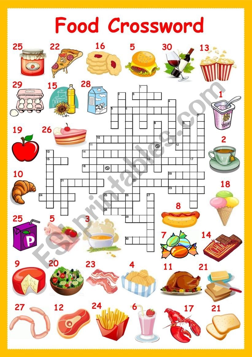 Food Crossword Puzzle Printable Food Crossword Puzzle Printable