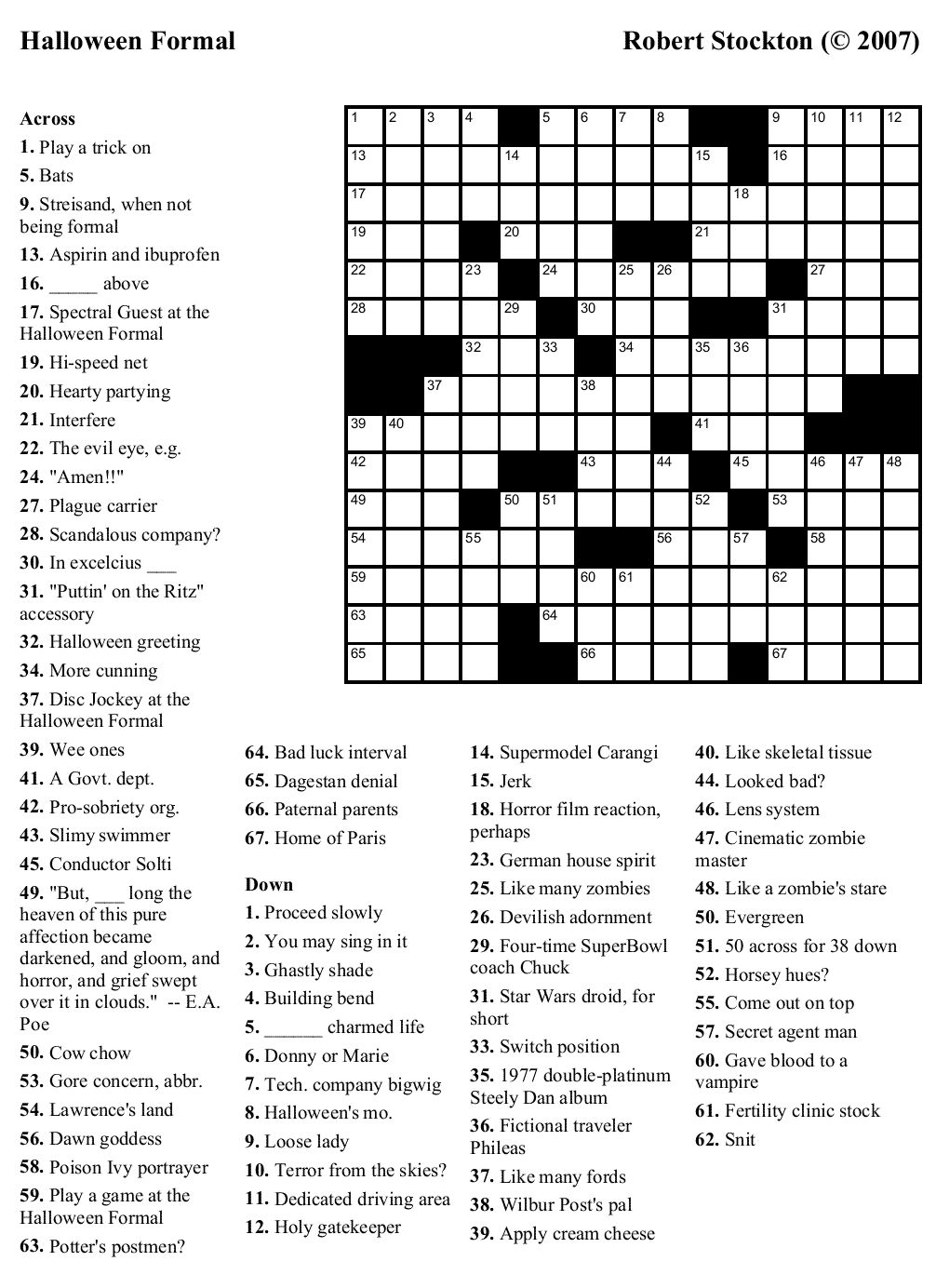 Halloween Crossword Puzzles