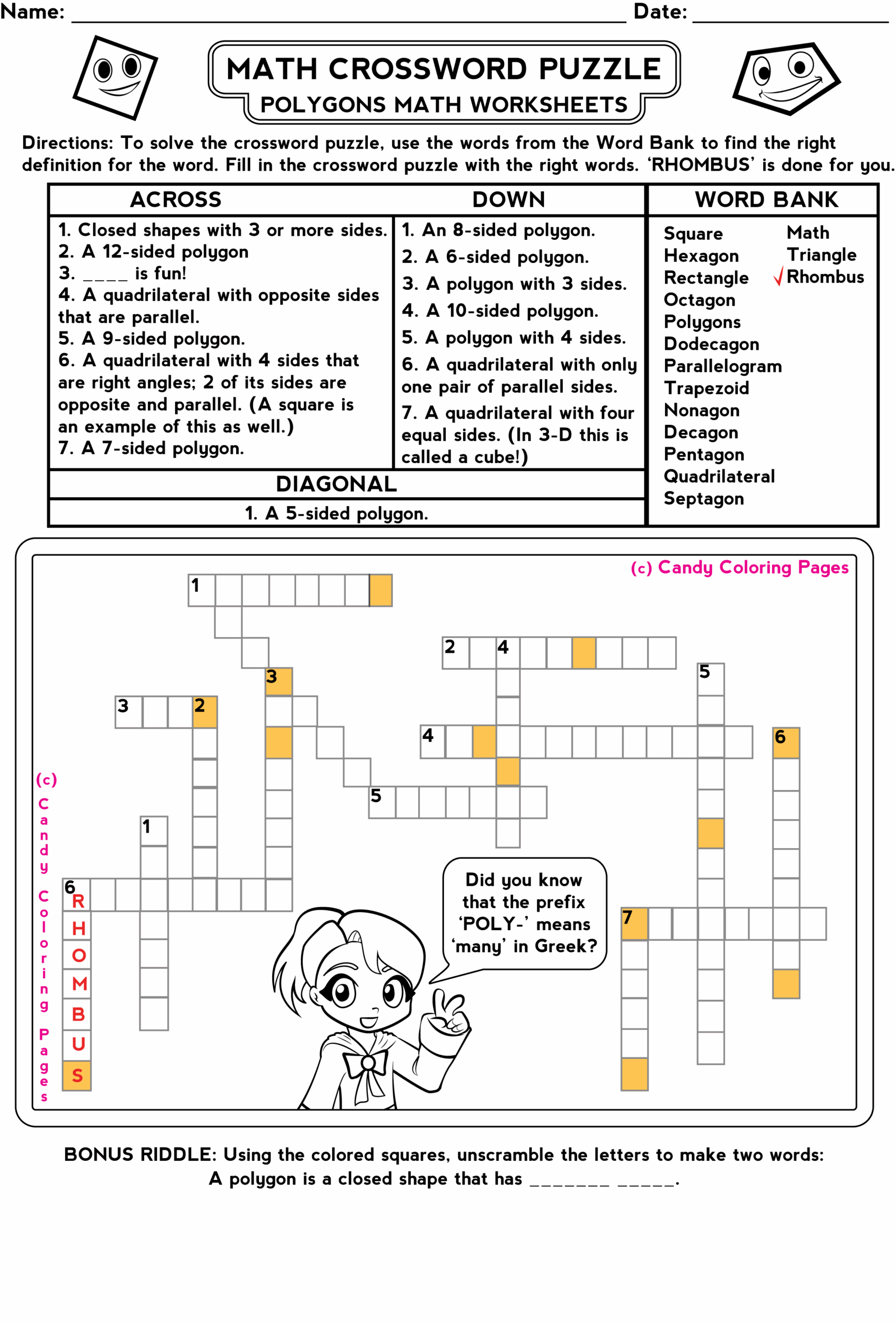 Crossword Puzzle Worksheets