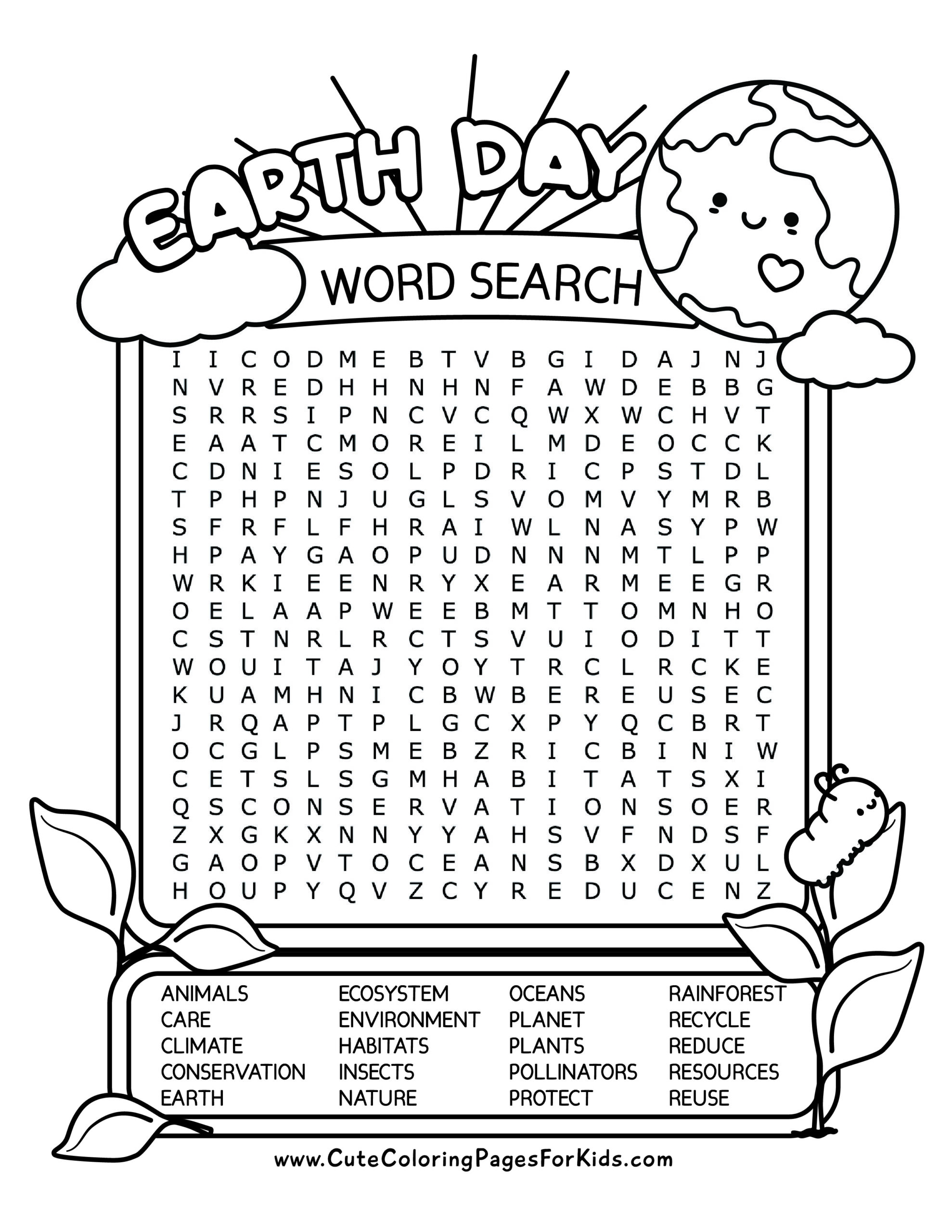 Free Printable Earth Day Word Search Puzzles For Kids Cute Free Printable Earth Day Word Search Puzzles For Kids Cute