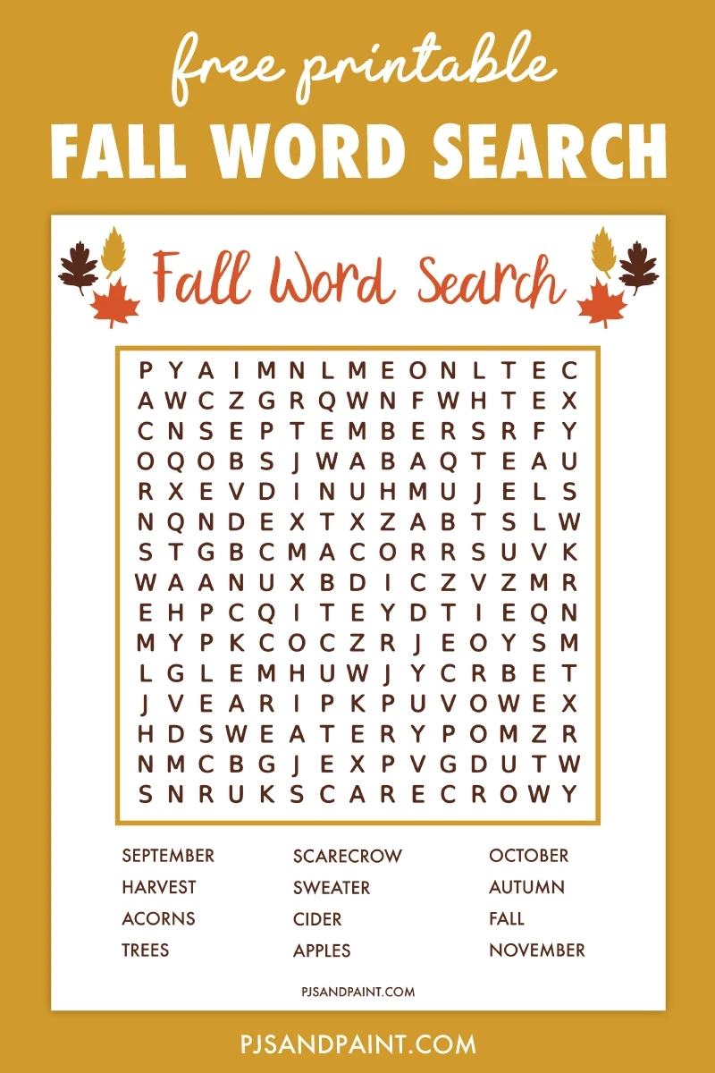 Autumn Word Find Printable