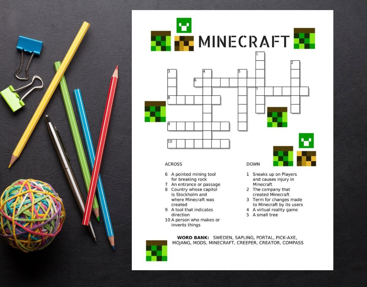Free Printable Minecraft Crossword Puzzle Free Printable Minecraft Crossword Puzzle