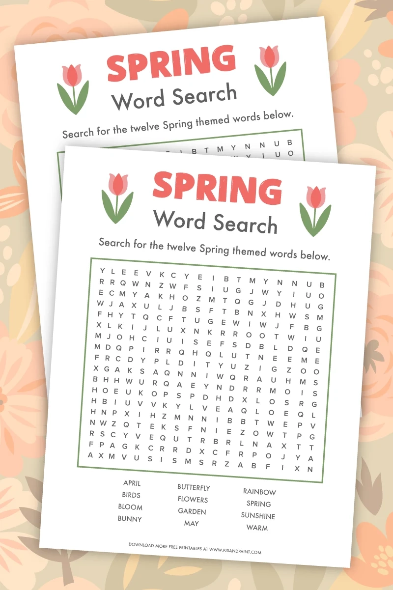 Free Printable Spring Word Search Pjs And Paint Free Printable Spring Word Search Pjs And Paint