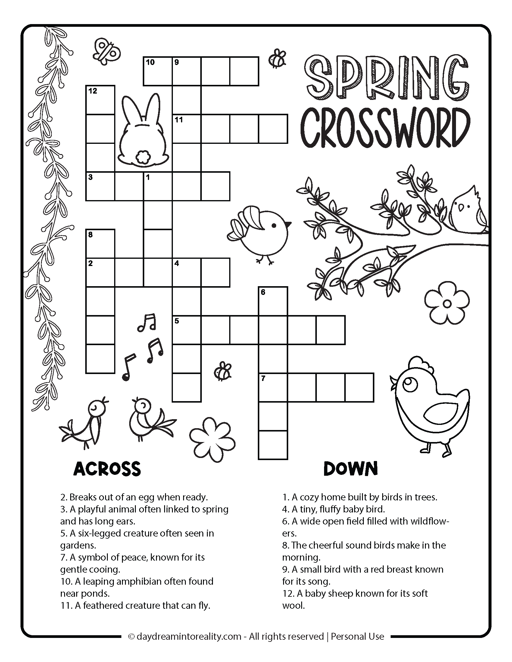Spring Crossword Free Printable Spring Crossword Free Printable