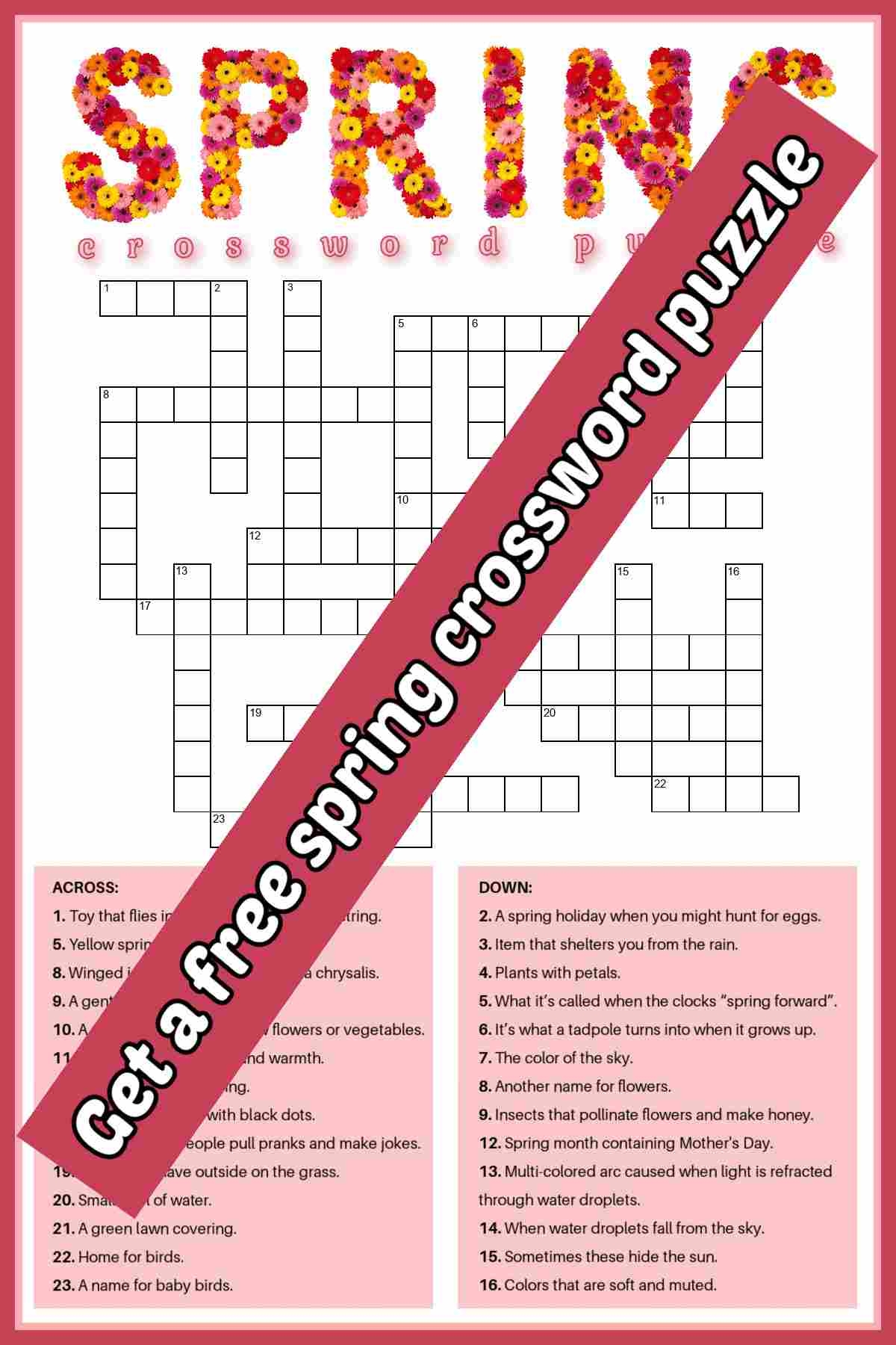 Spring Crossword Puzzle Printable Large Print