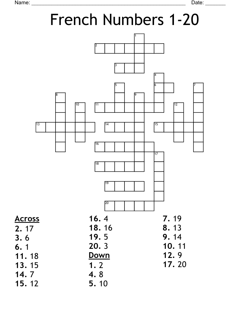 French Puzzles Printables Crosswords Easy French Puzzles Printables Crosswords Easy