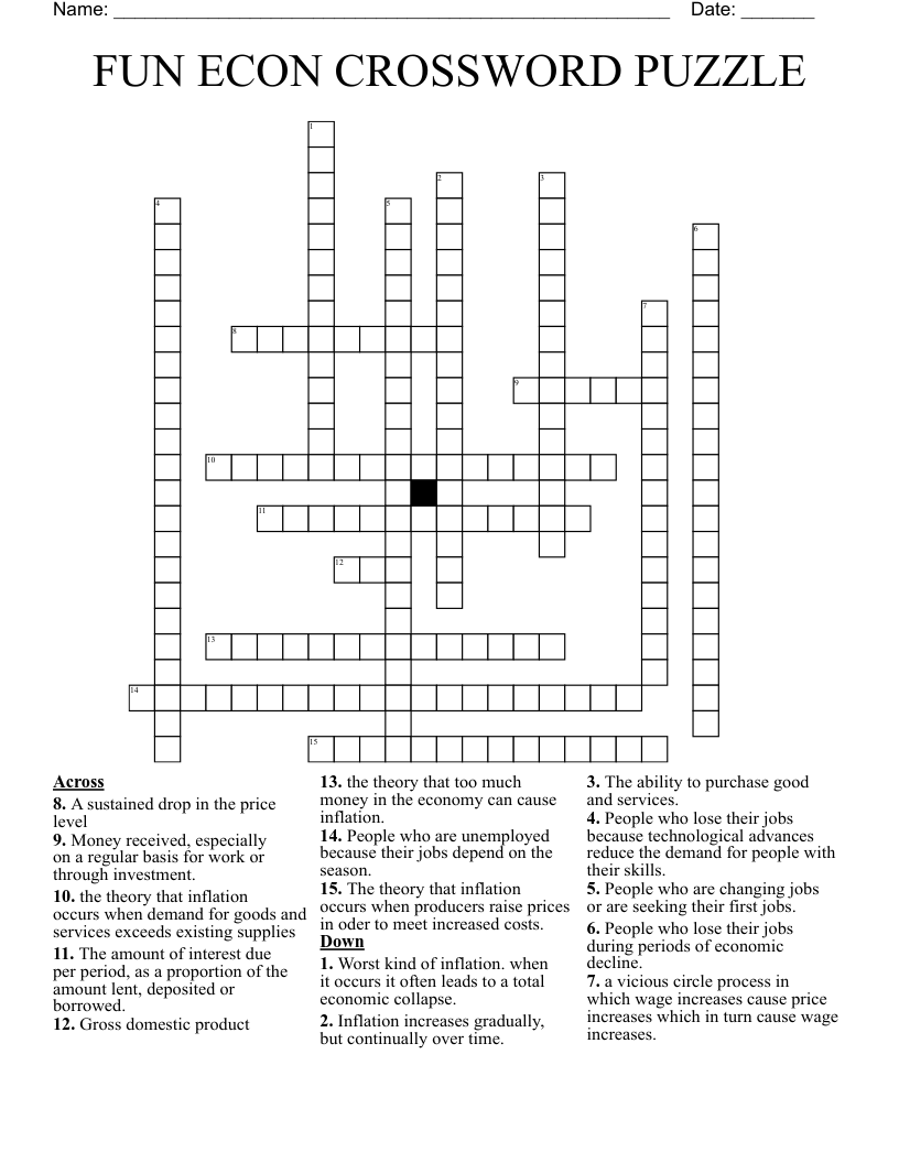 Economics Crossword Puzzle Answer Key Economics Crossword Puzzle Answer Key