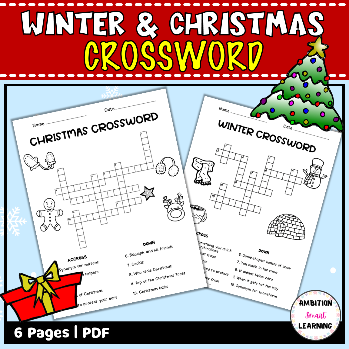 Christmas Crosswords For Kids Free Printable