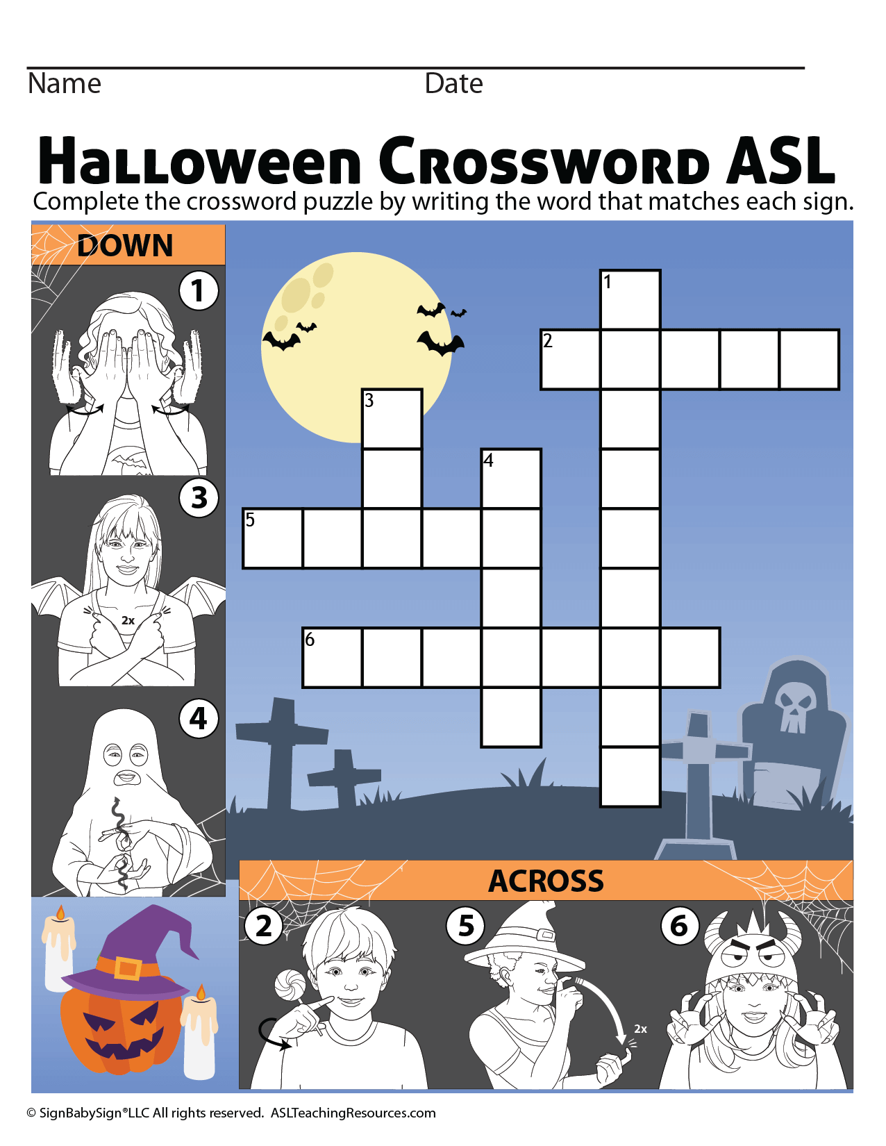 Games For Sign Language Halloween Crosswords Read And Match ASL Teaching Resources Games For Sign Language Halloween Crosswords Read And Match ASL Teaching Resources