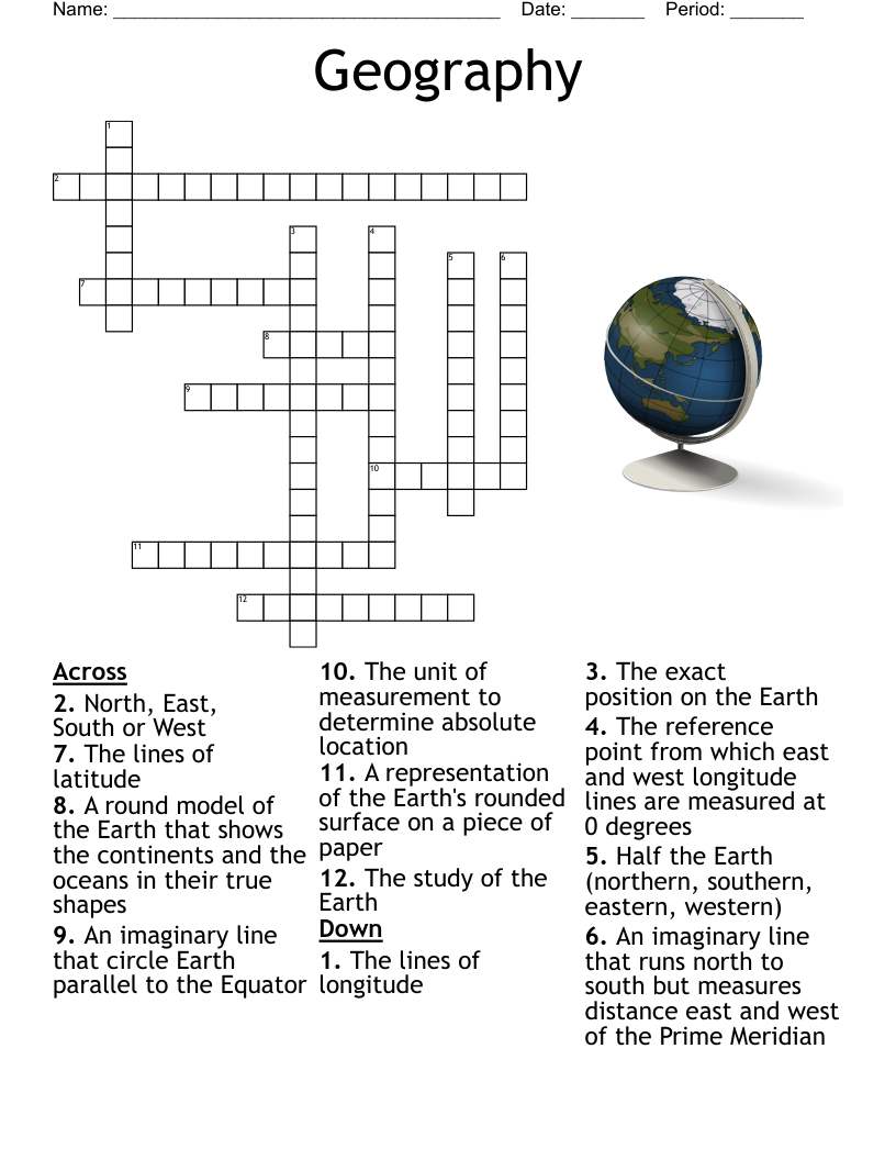 Geography Chapters 1 2 Crossword WordMint Geography Chapters 1 2 Crossword WordMint