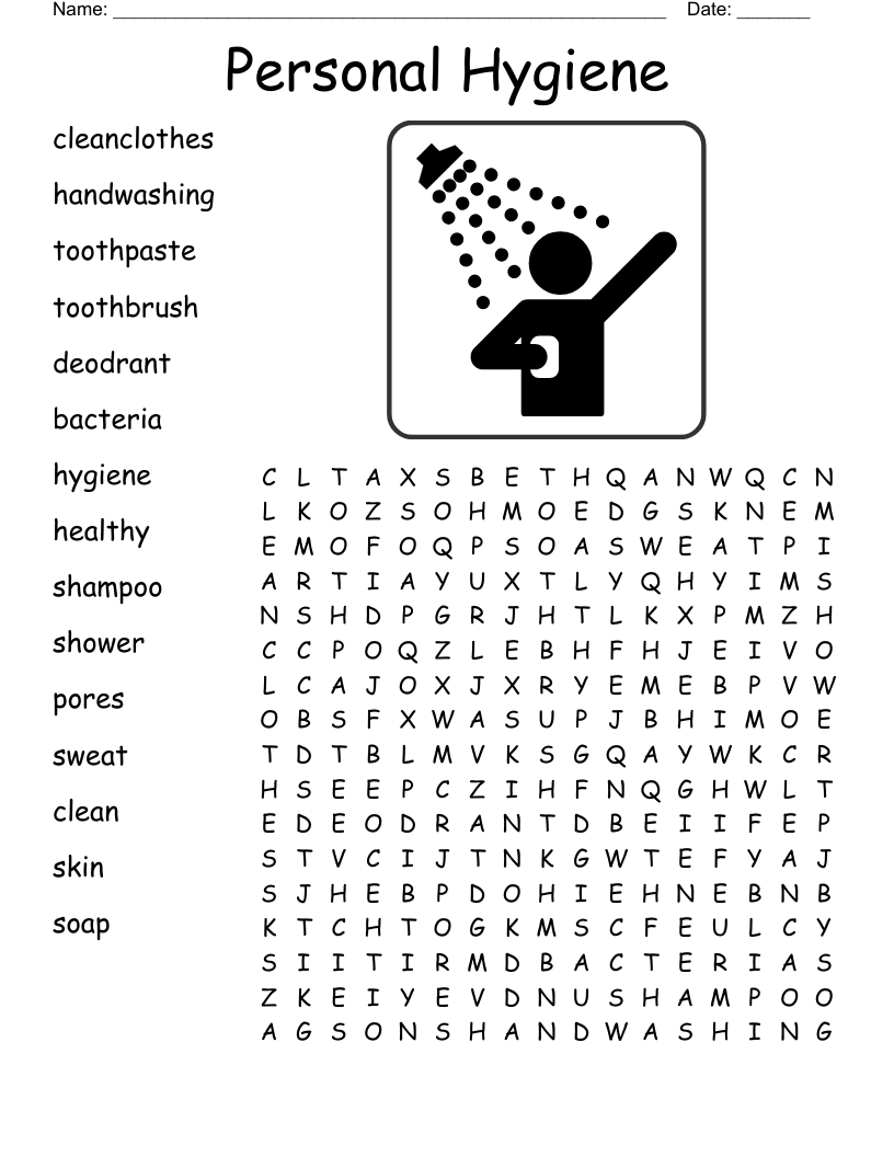 Hygiene Word Search Free Printable Hygiene Word Search Free Printable