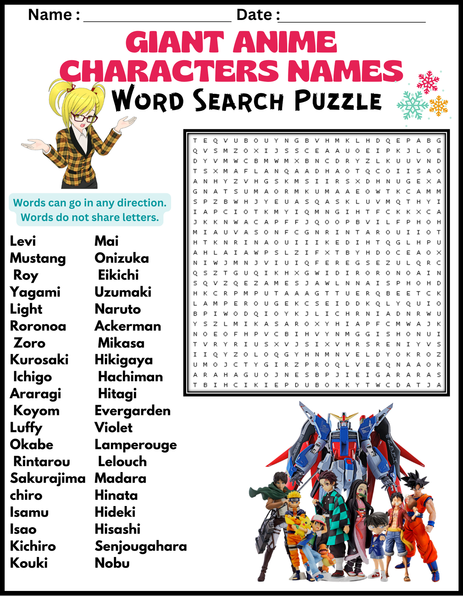 Anime Crossword Puzzles