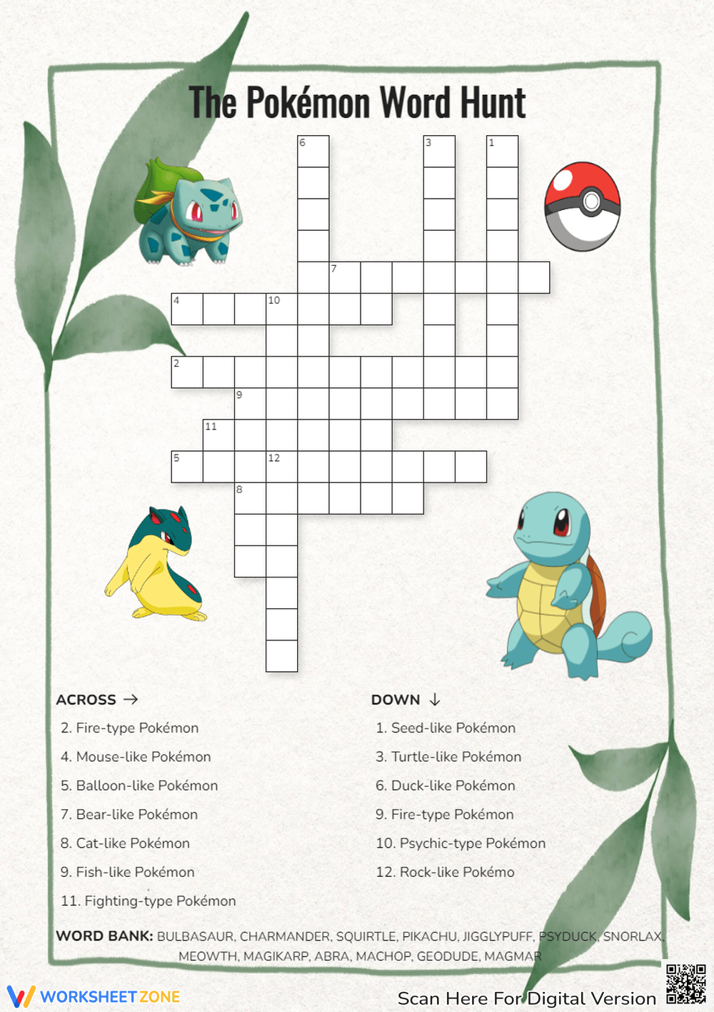 Grade 1 Pokemon Crossword Puzzle Worksheets 2025 Grade 1 Pokemon Crossword Puzzle Worksheets 2025