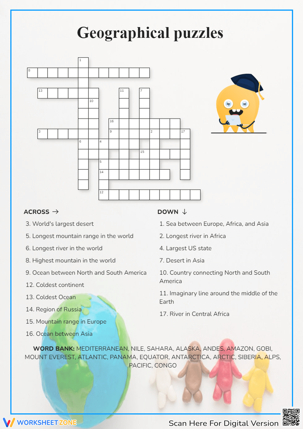 Grade 3 Geography Crossword Puzzle Worksheets 2025