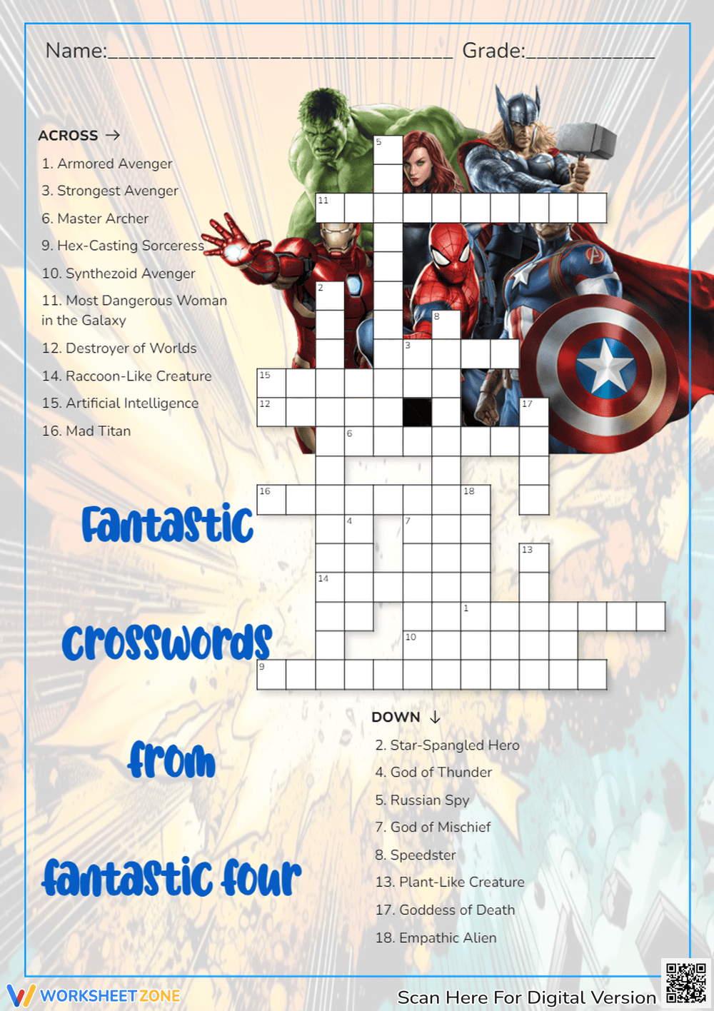 Marvel Crossword Puzzle Marvel Crossword Puzzle