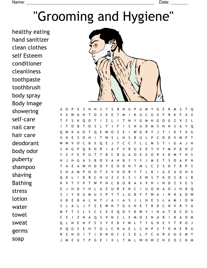 Grooming And Hygiene Word Search WordMint Grooming And Hygiene Word Search WordMint
