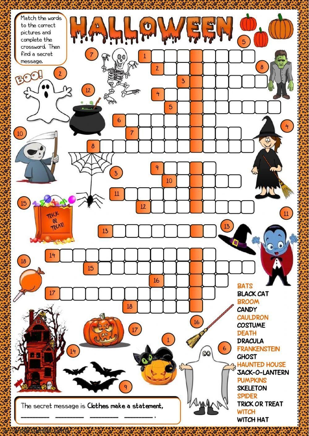 Halloween Crossword Printable