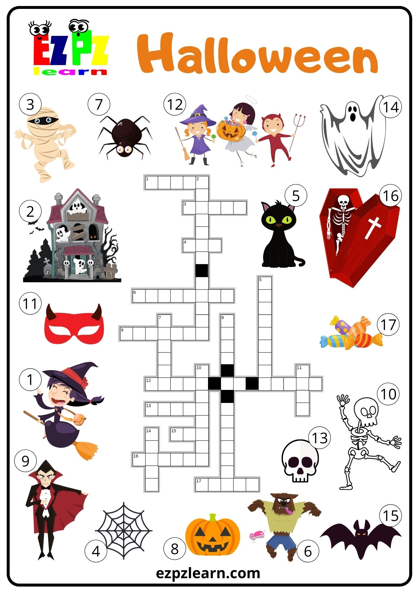 Halloween Crossword Puzzle Printable Halloween Crossword Puzzle Printable