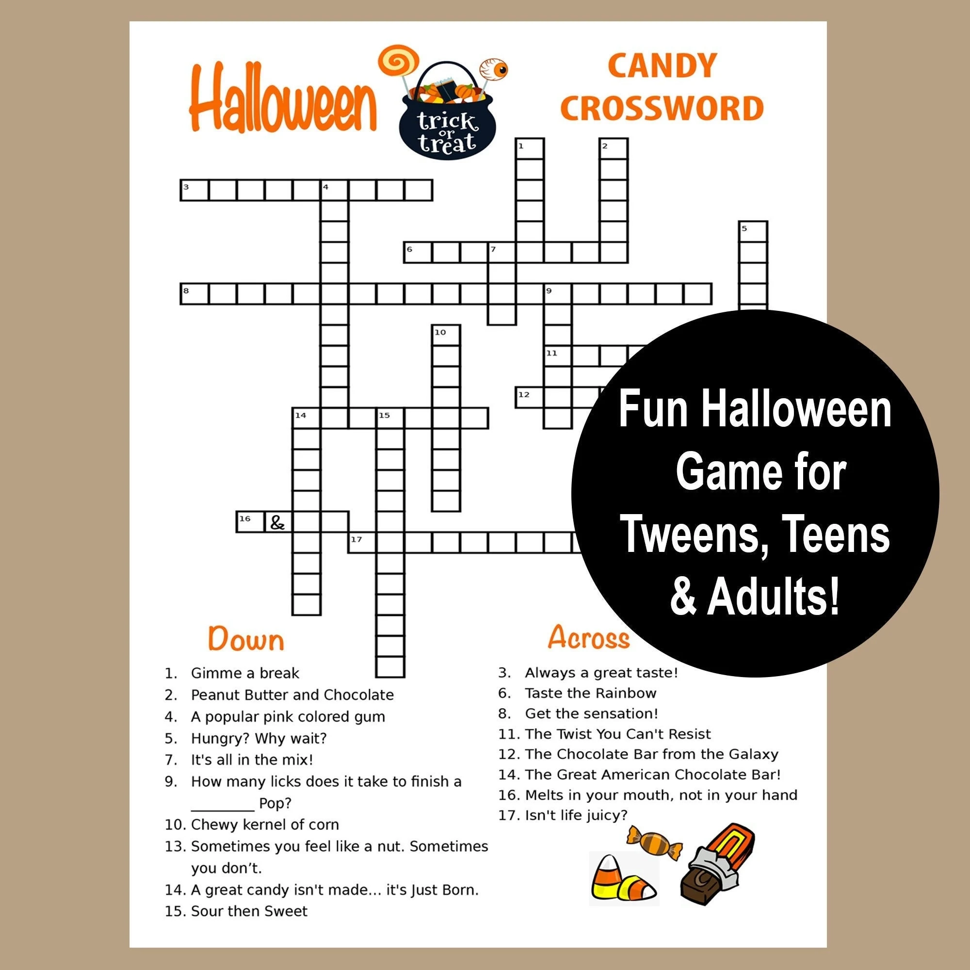 Free Halloween Crossword Puzzles Printable