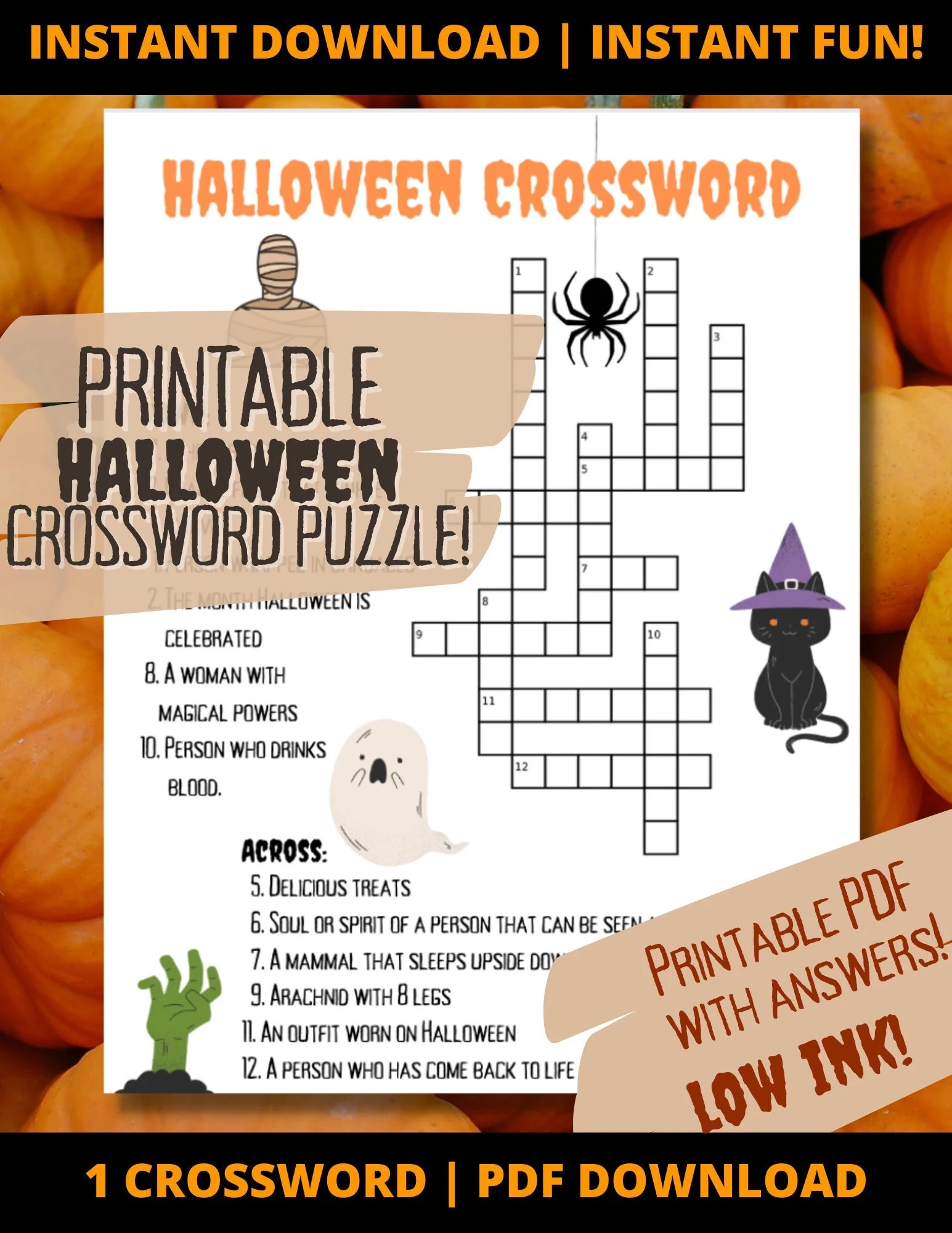 Printable Halloween Crossword Puzzles