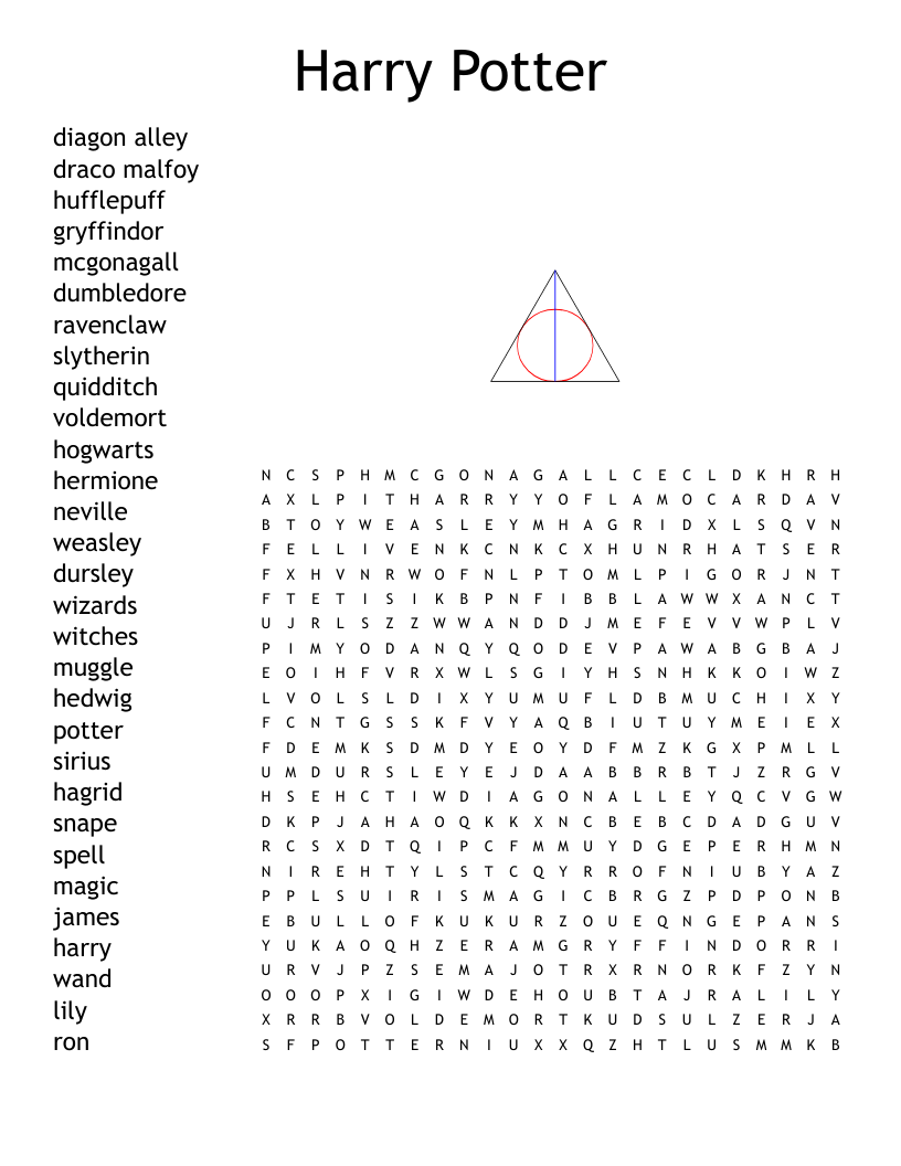 Crossword Puzzle Harry Potter Free Printable