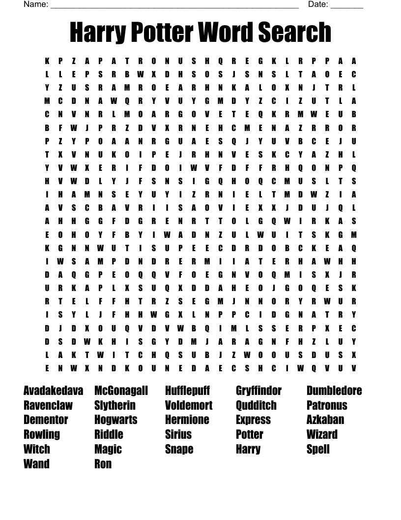 Harry Potter Puzzle Printable