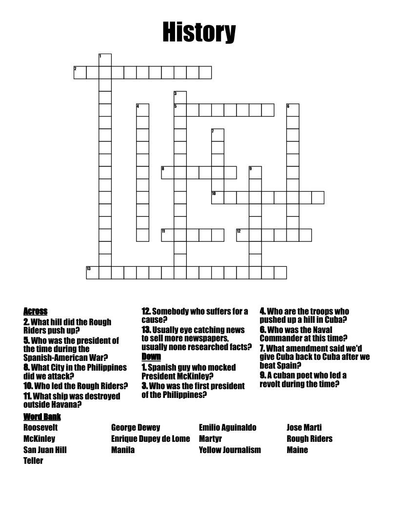 History Crossword WordMint History Crossword WordMint