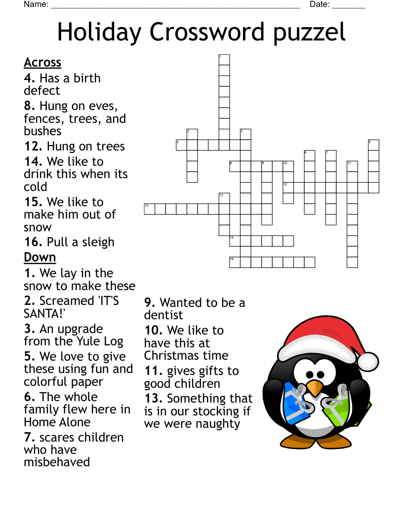 Holiday Crossword Puzzel WordMint Holiday Crossword Puzzel WordMint