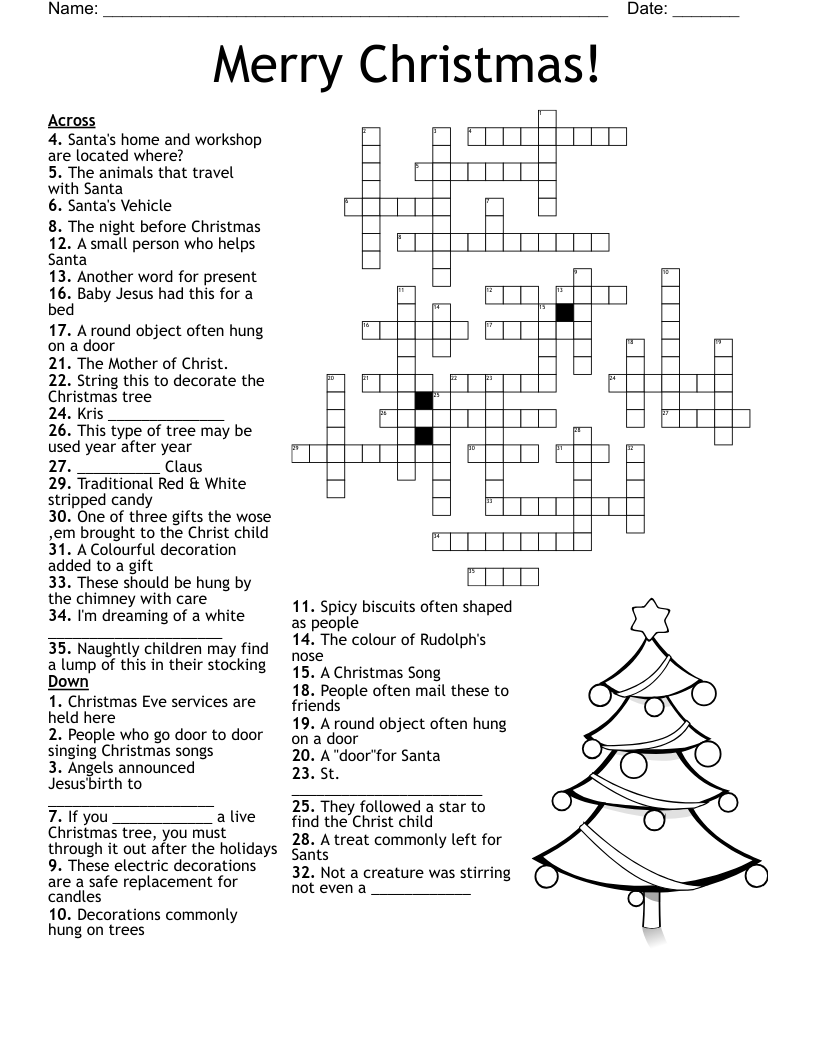 Holiday Crossword Puzzle WordMint Holiday Crossword Puzzle WordMint