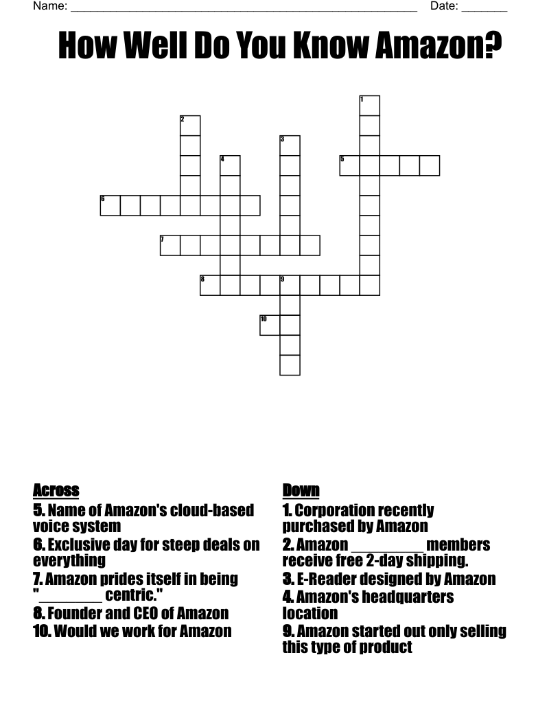 Amazon Crossword Puzzles