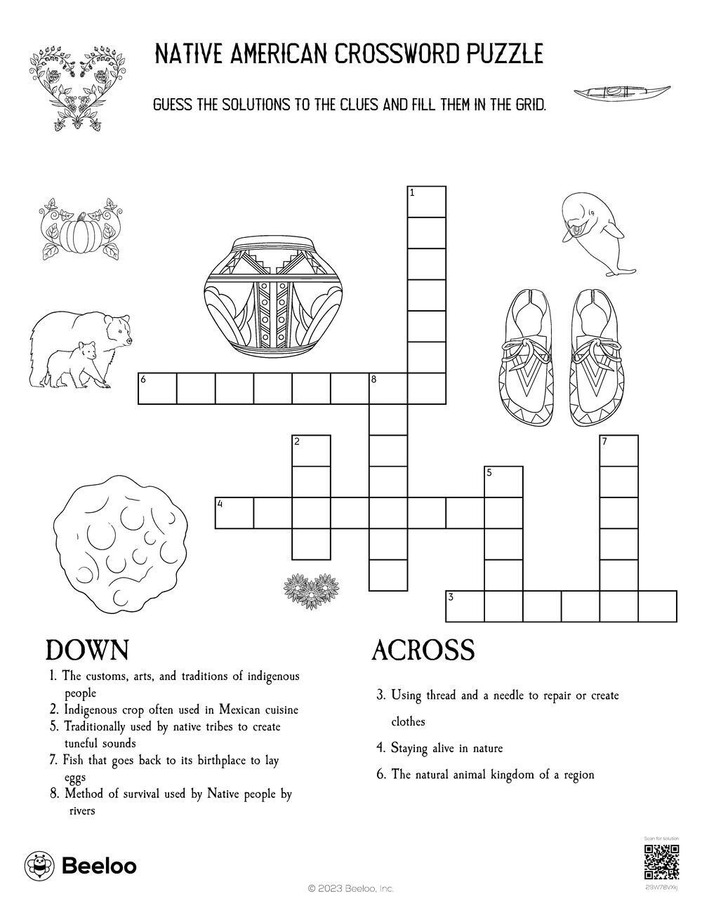 Indigenous People s Day themed Crossword Puzzles Beeloo Printable Crafts And Activities For Kids