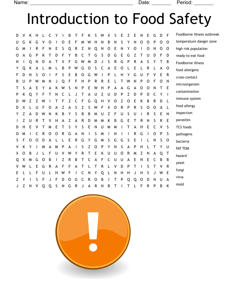 Food Safety Word Search Printable