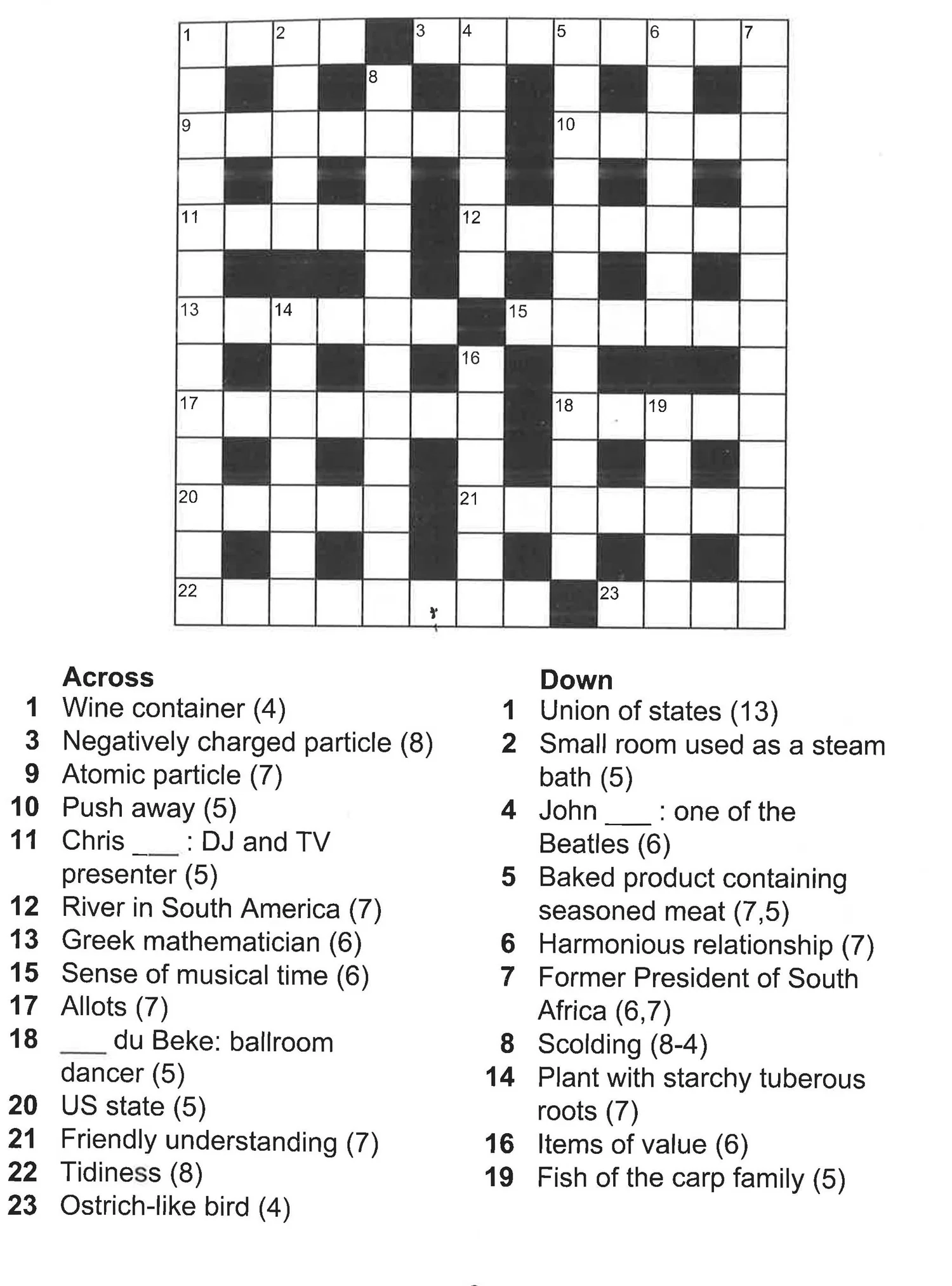 Printable Large Print Crossword Puzzles