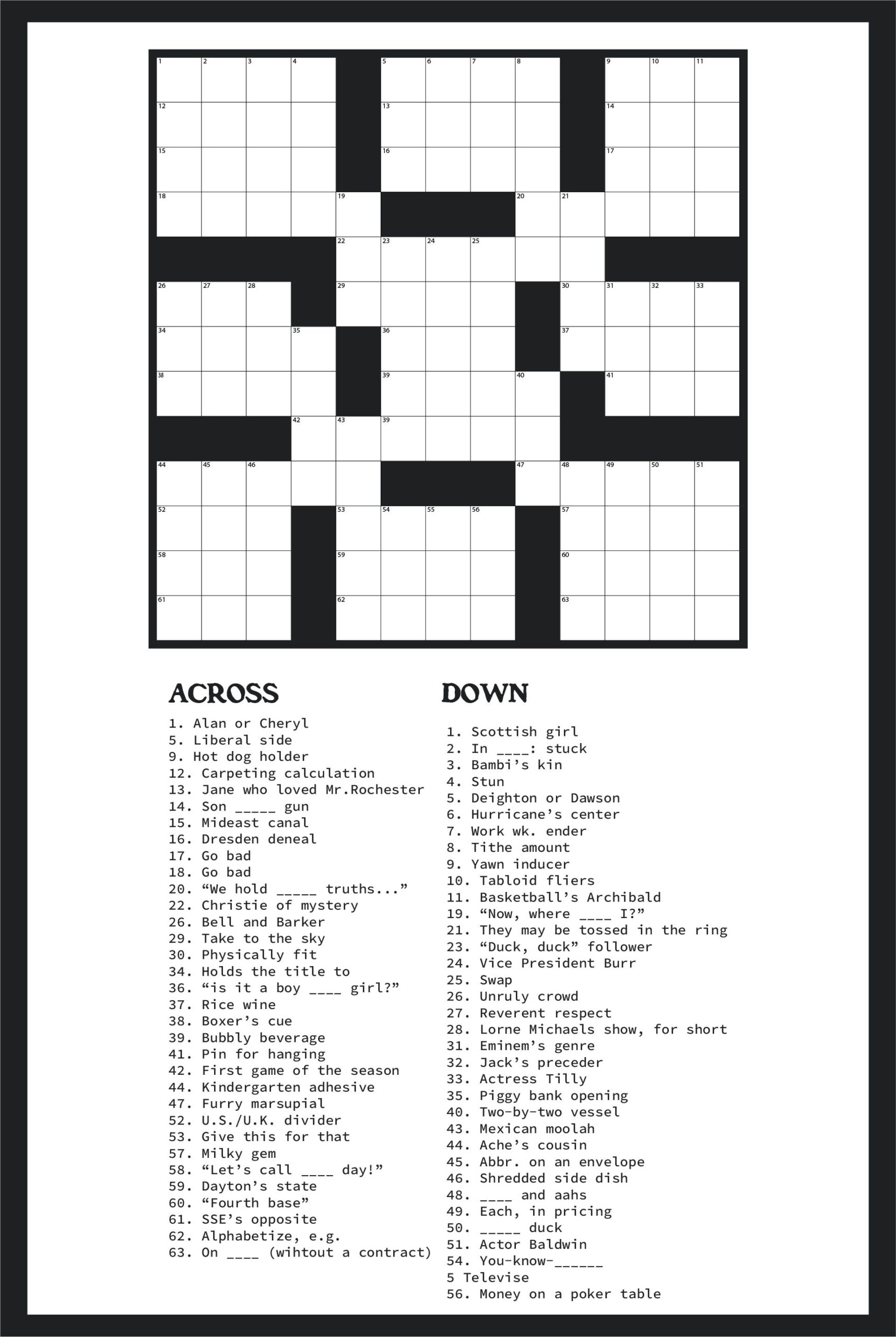 Big Crossword Puzzles Printable