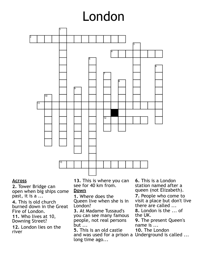 London Crossword WordMint London Crossword WordMint