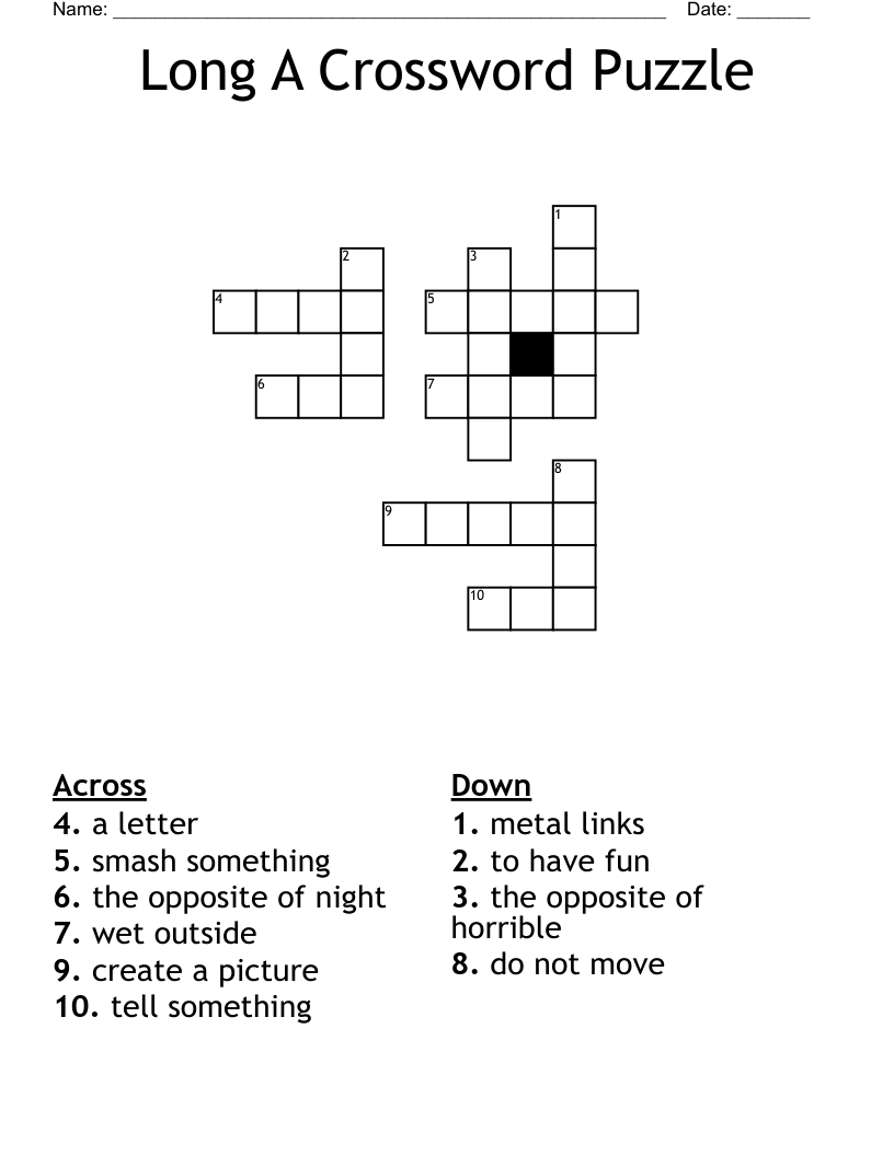 Long A Crossword Puzzle WordMint Long A Crossword Puzzle WordMint