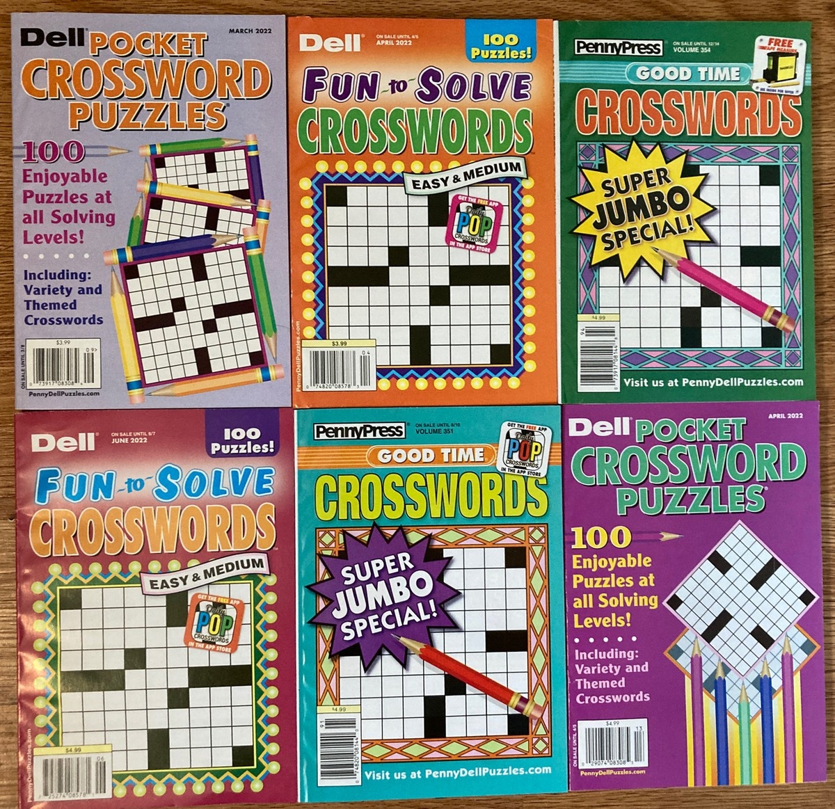 Lot Of 6 Dell Penny Press Crossword Puzzle Books Pocket Good Time Fun Solve D8 Lot Of 6 Dell Penny Press Crossword Puzzle Books Pocket Good Time Fun Solve D8