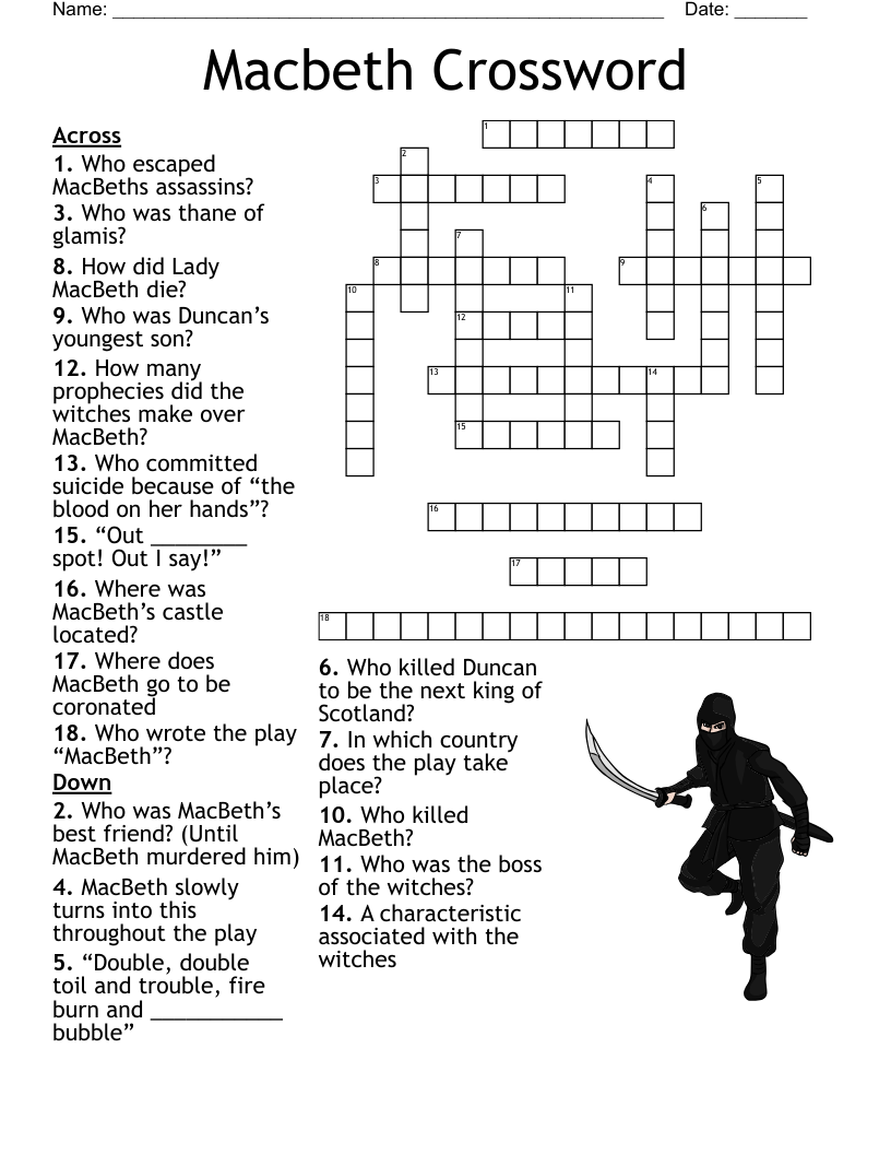 Macbeth Crossword WordMint