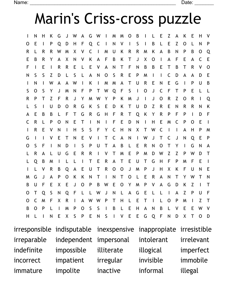 Criss Cross Word Puzzle Printable Criss Cross Word Puzzle Printable