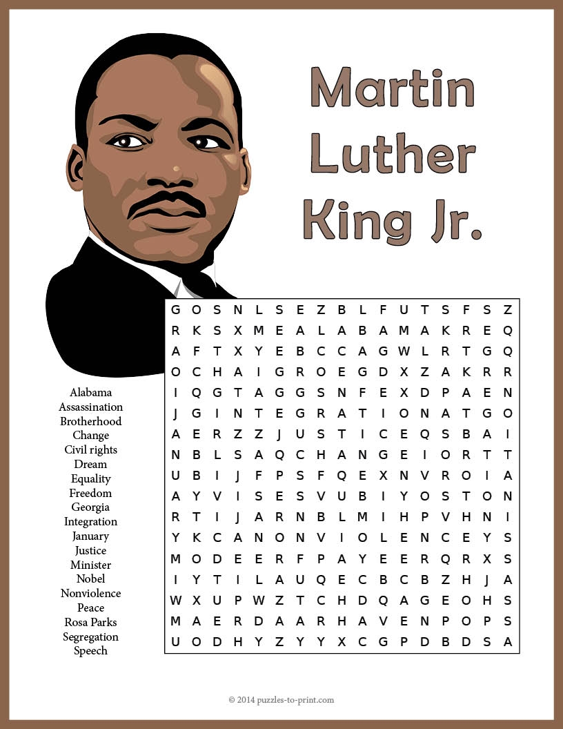 Mlk Crossword Puzzle