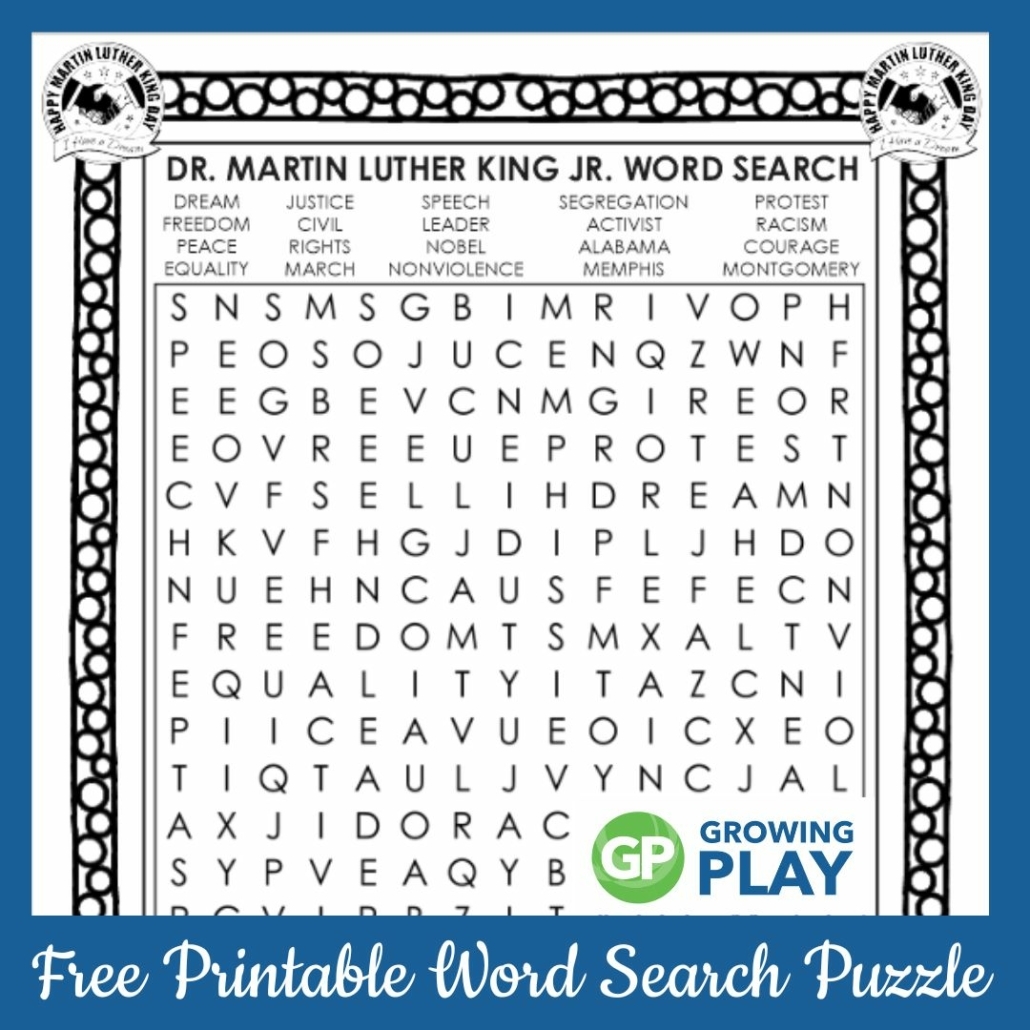 Martin Luther King Word Search Free Printable Growing Play Martin Luther King Word Search Free Printable Growing Play