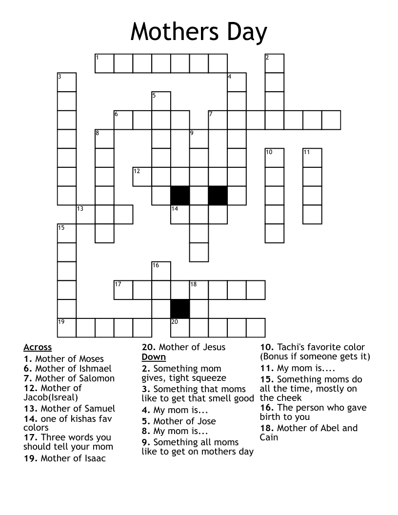 Mothers Day Crossword WordMint Mothers Day Crossword WordMint