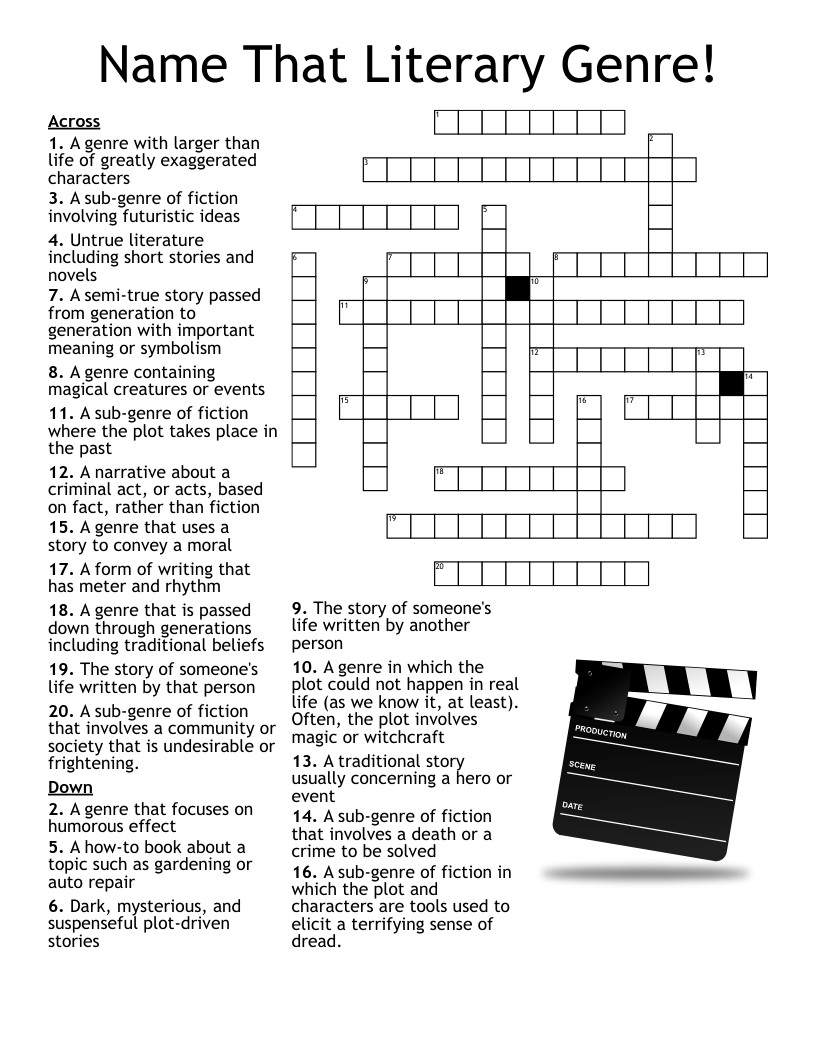 Name That Literary Genre Crossword WordMint Name That Literary Genre Crossword WordMint